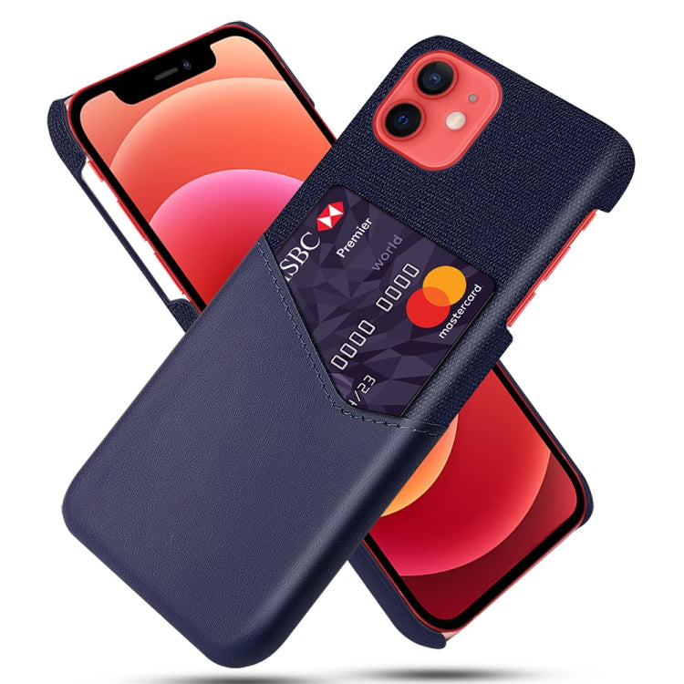 For iPhone 12 mini Cloth Texture PC + PU Leather Back Cover Shockproof Case with Card Slot