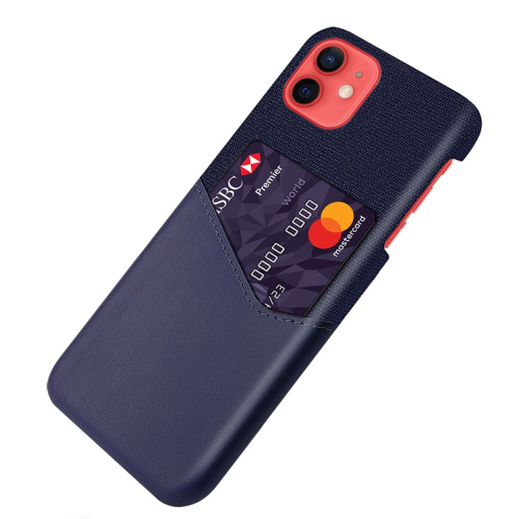 For iPhone 12 mini Cloth Texture PC + PU Leather Back Cover Shockproof Case with Card Slot