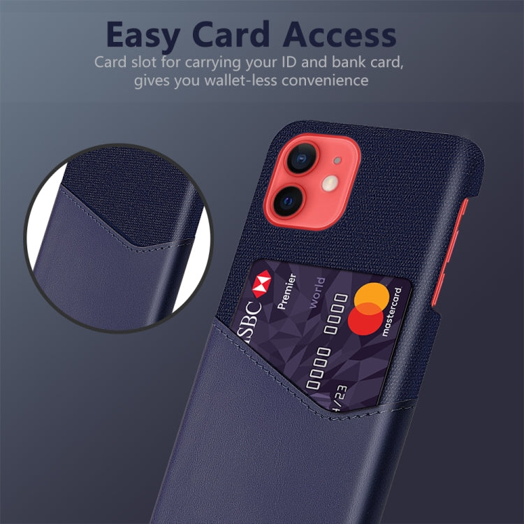 For iPhone 12 mini Cloth Texture PC + PU Leather Back Cover Shockproof Case with Card Slot