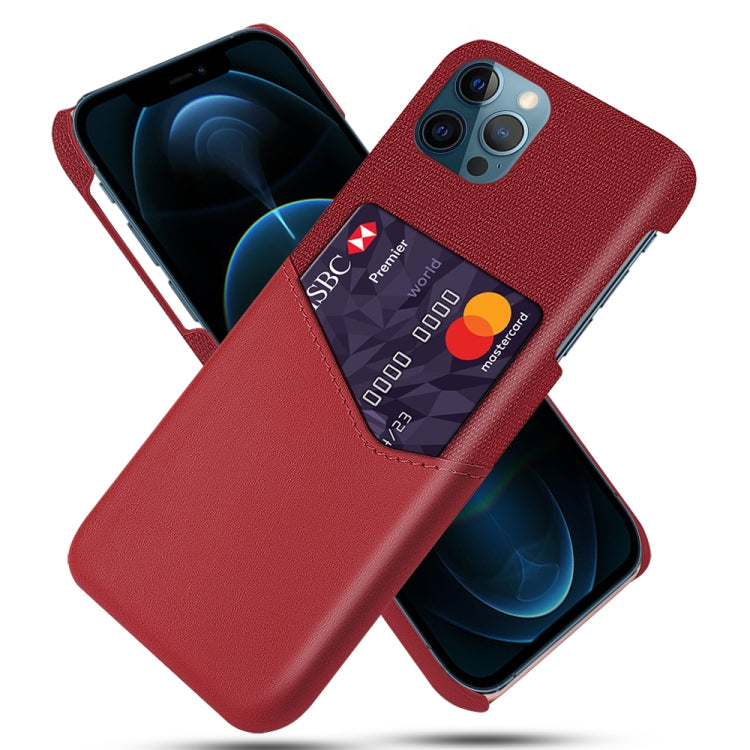 For iPhone 12 / 12 Pro Cloth Texture PC + PU Leather Back Cover Shockproof Case with Card Slot
