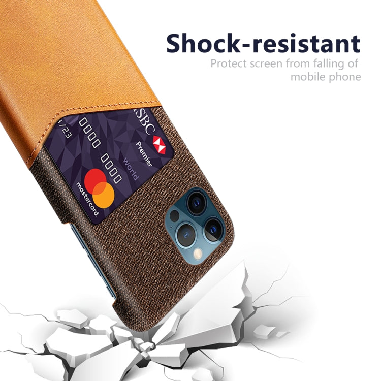 For iPhone 12 Pro Max Cloth Texture PC + PU Leather Back Cover Shockproof Case with Card Slot