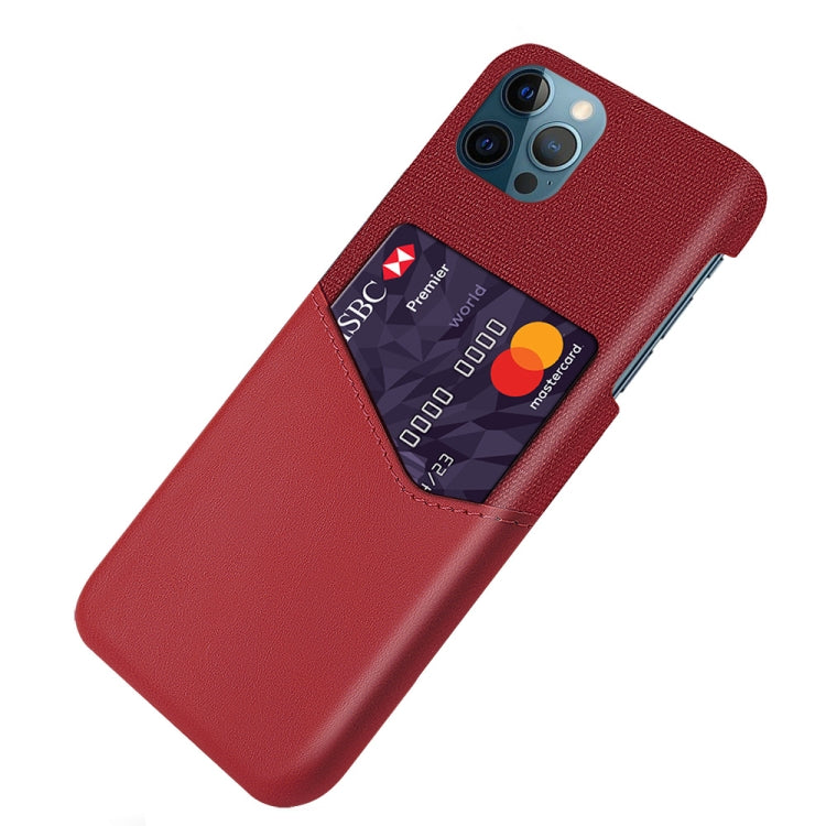For iPhone 12 Pro Max Cloth Texture PC + PU Leather Back Cover Shockproof Case with Card Slot