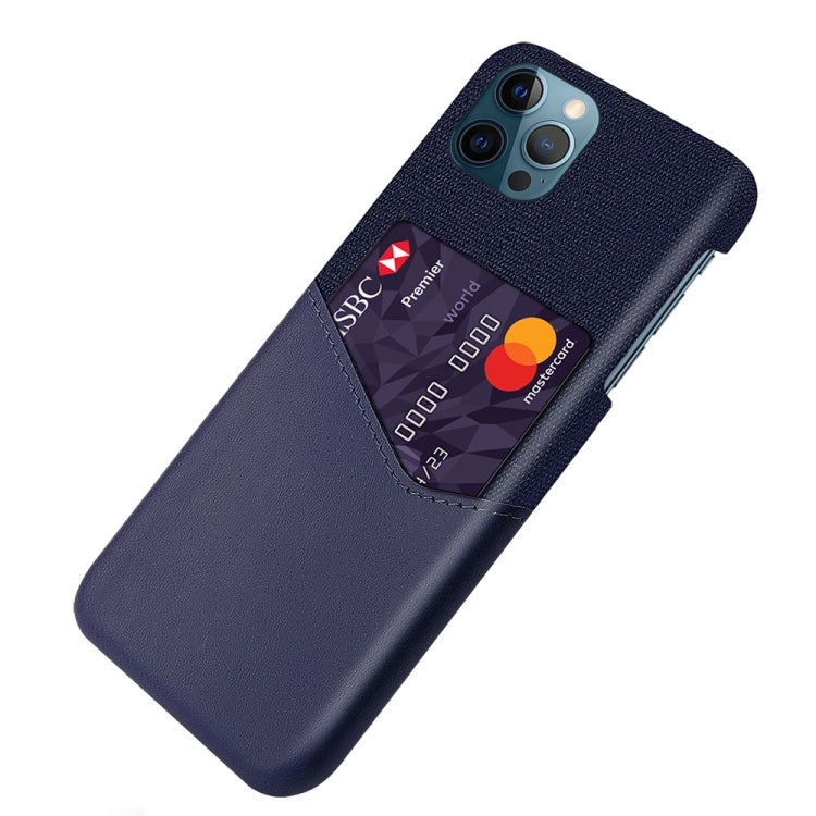 For iPhone 12 Pro Max Cloth Texture PC + PU Leather Back Cover Shockproof Case with Card Slot