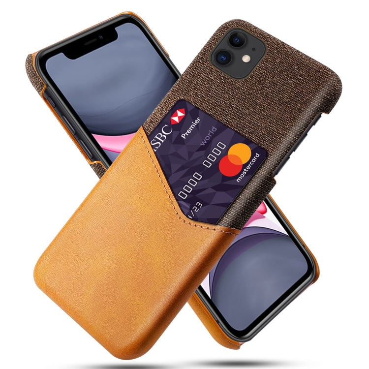For iPhone 11 Cloth Texture PC + PU Leather Back Cover Shockproof Case with Card Slot
