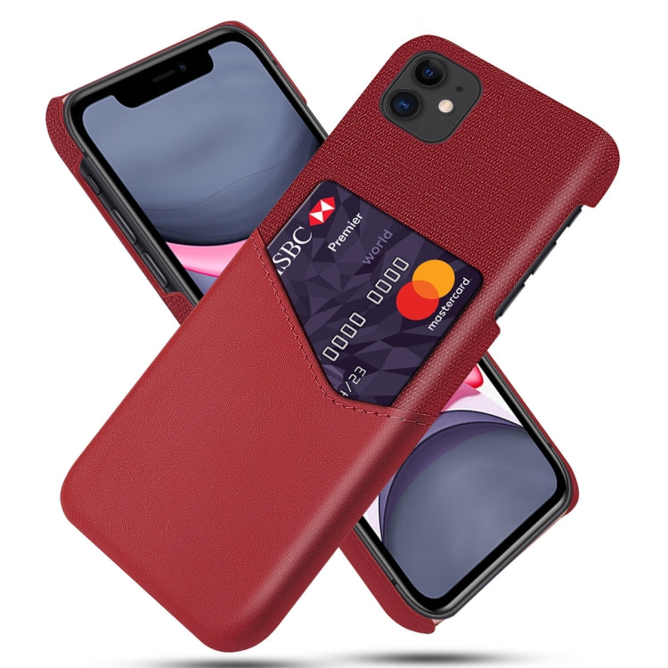 For iPhone 11 Cloth Texture PC + PU Leather Back Cover Shockproof Case with Card Slot
