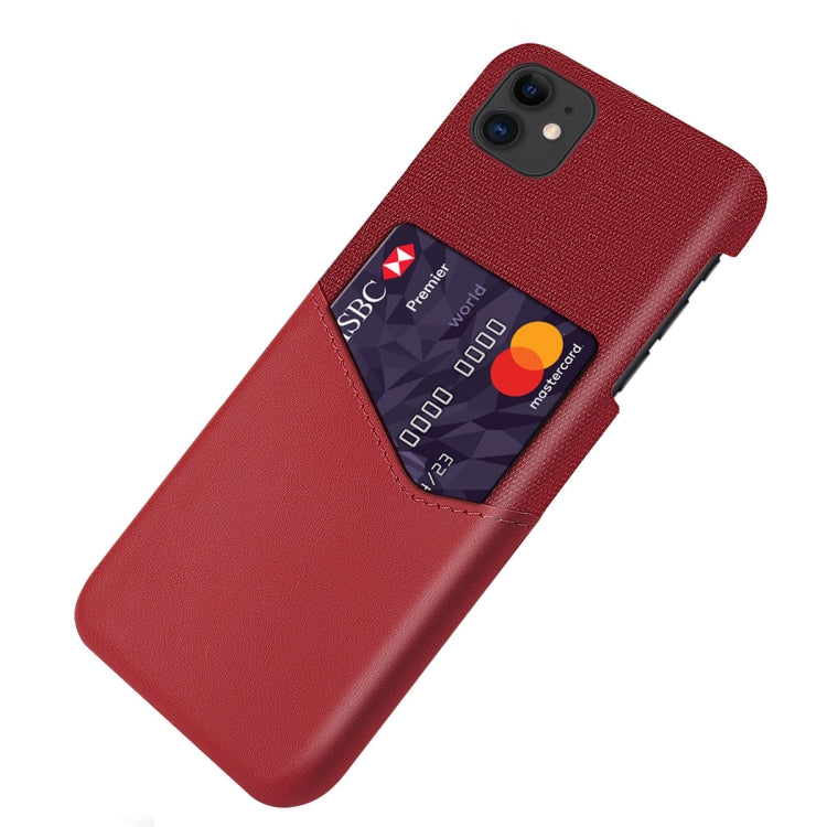 For iPhone 11 Cloth Texture PC + PU Leather Back Cover Shockproof Case with Card Slot