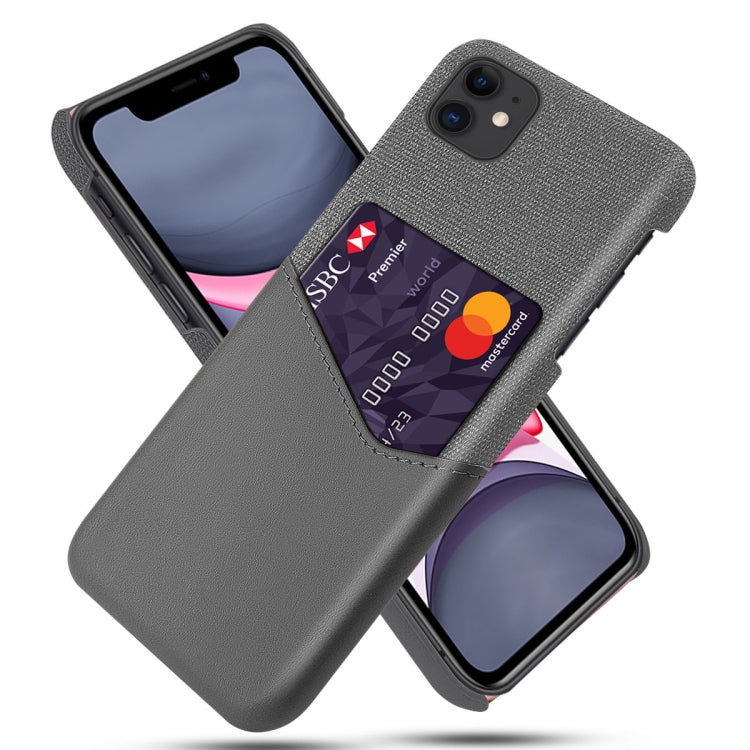 For iPhone 11 Cloth Texture PC + PU Leather Back Cover Shockproof Case with Card Slot