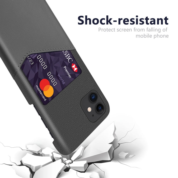 For iPhone 11 Cloth Texture PC + PU Leather Back Cover Shockproof Case with Card Slot
