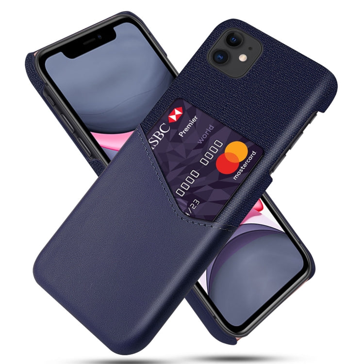 For iPhone 11 Cloth Texture PC + PU Leather Back Cover Shockproof Case with Card Slot