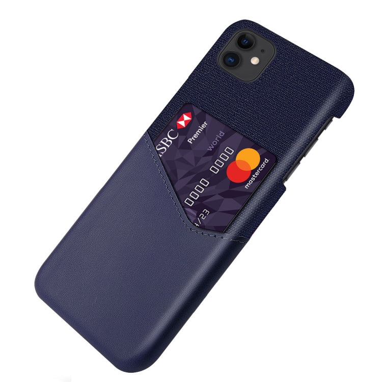 For iPhone 11 Cloth Texture PC + PU Leather Back Cover Shockproof Case with Card Slot