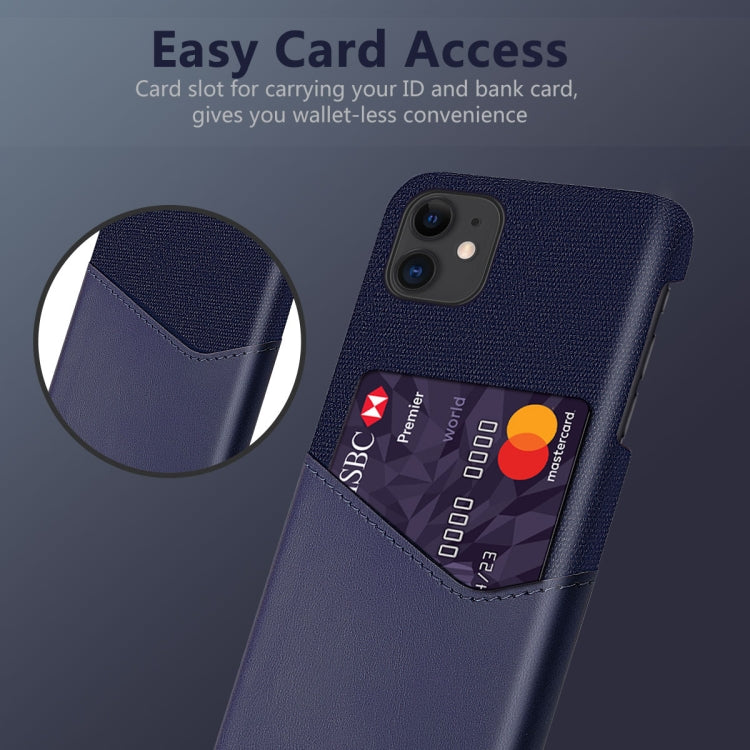 For iPhone 11 Cloth Texture PC + PU Leather Back Cover Shockproof Case with Card Slot