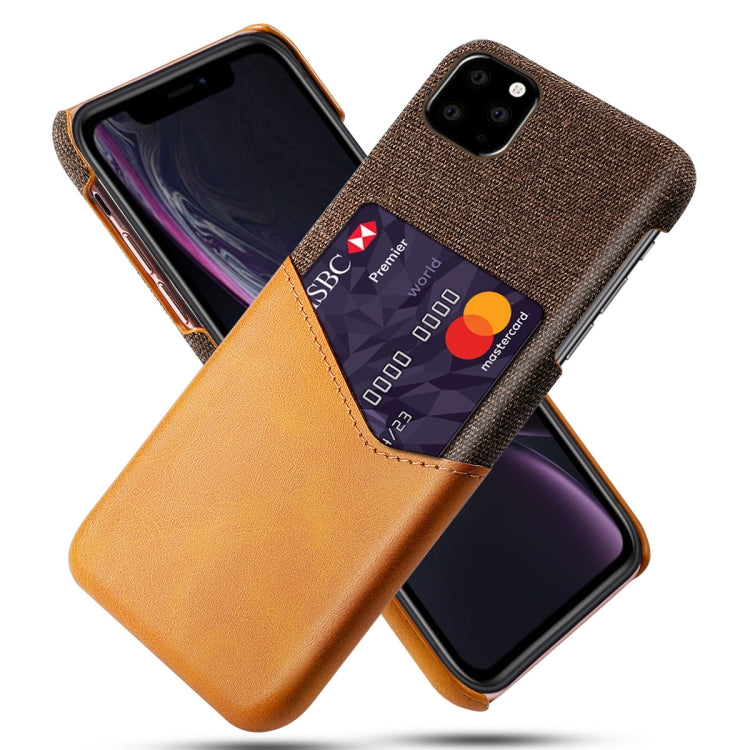 For iPhone 11 Pro Cloth Texture PC + PU Leather Back Cover Shockproof Case with Card Slot