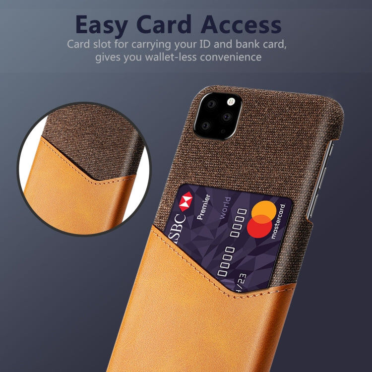 For iPhone 11 Pro Cloth Texture PC + PU Leather Back Cover Shockproof Case with Card Slot