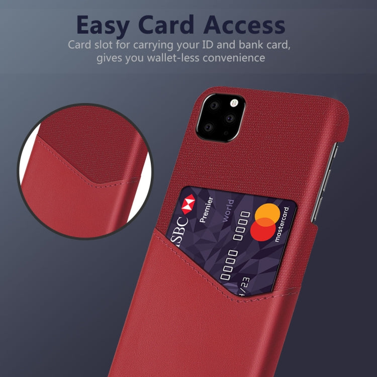 For iPhone 11 Pro Cloth Texture PC + PU Leather Back Cover Shockproof Case with Card Slot