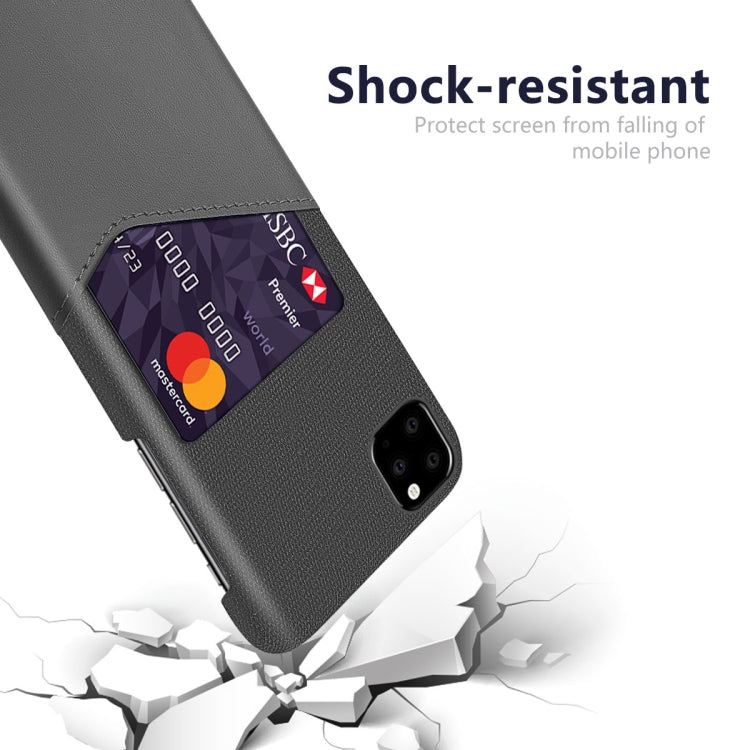 For iPhone 11 Pro Cloth Texture PC + PU Leather Back Cover Shockproof Case with Card Slot