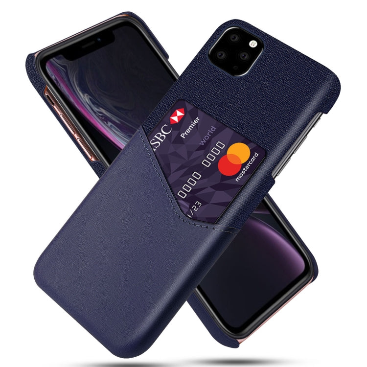 For iPhone 11 Pro Cloth Texture PC + PU Leather Back Cover Shockproof Case with Card Slot