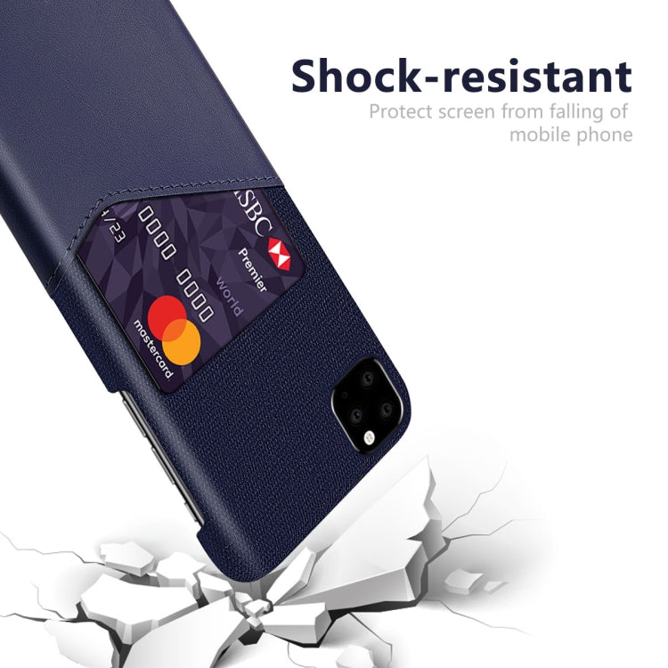 For iPhone 11 Pro Cloth Texture PC + PU Leather Back Cover Shockproof Case with Card Slot