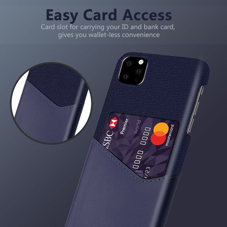 For iPhone 11 Pro Cloth Texture PC + PU Leather Back Cover Shockproof Case with Card Slot