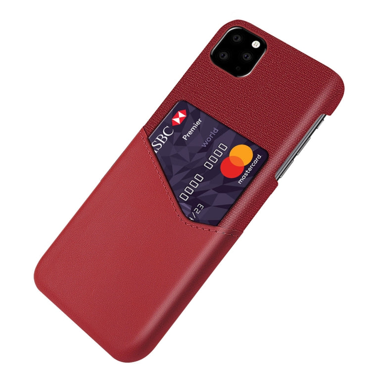 For iPhone 11 Pro Max Cloth Texture PC + PU Leather Back Cover Shockproof Case with Card Slot