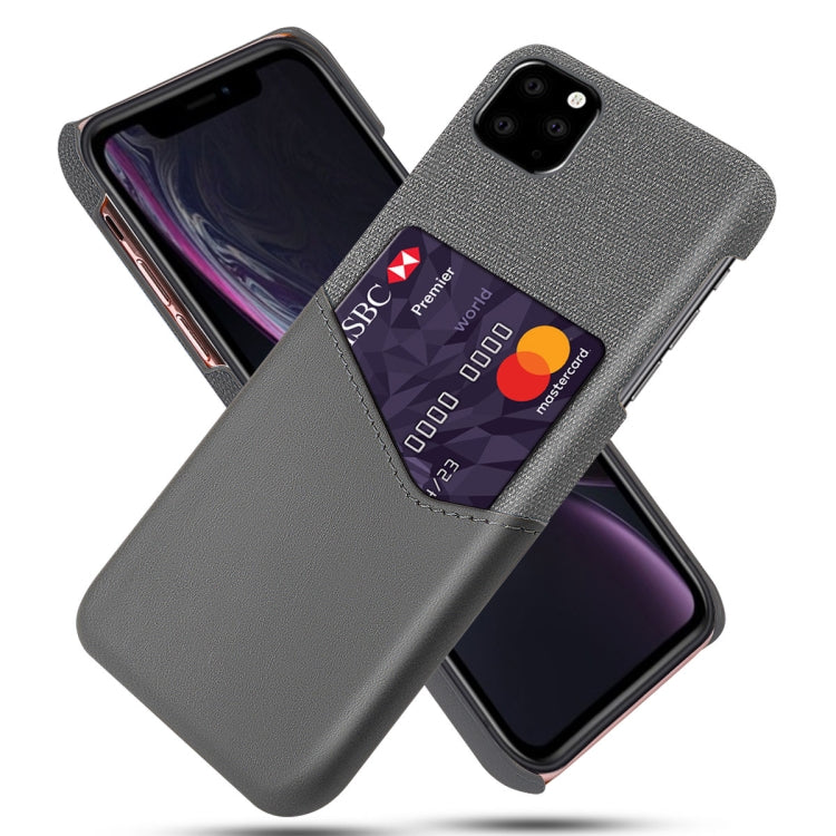 For iPhone 11 Pro Max Cloth Texture PC + PU Leather Back Cover Shockproof Case with Card Slot