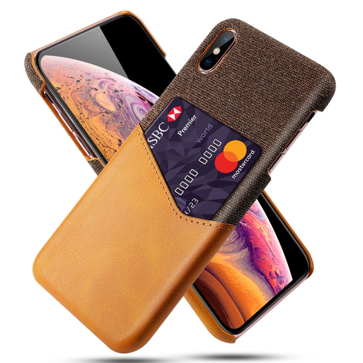 For iPhone X / XS Cloth Texture PC + PU Leather Back Cover Shockproof Case with Card Slot