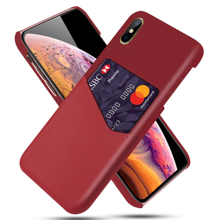 For iPhone X / XS Cloth Texture PC + PU Leather Back Cover Shockproof Case with Card Slot