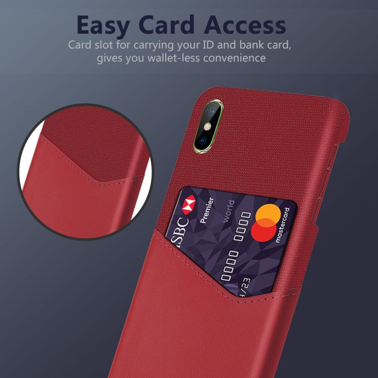 For iPhone X / XS Cloth Texture PC + PU Leather Back Cover Shockproof Case with Card Slot