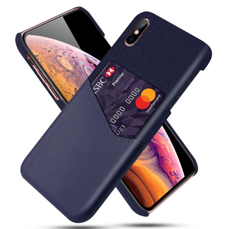 For iPhone X / XS Cloth Texture PC + PU Leather Back Cover Shockproof Case with Card Slot