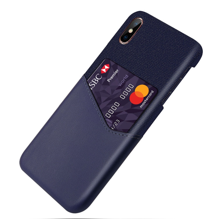 For iPhone X / XS Cloth Texture PC + PU Leather Back Cover Shockproof Case with Card Slot