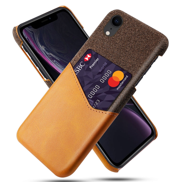 For iPhone XR Cloth Texture PC + PU Leather Back Cover Shockproof Case with Card Slot