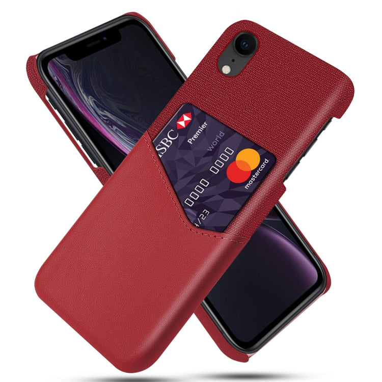 For iPhone XR Cloth Texture PC + PU Leather Back Cover Shockproof Case with Card Slot