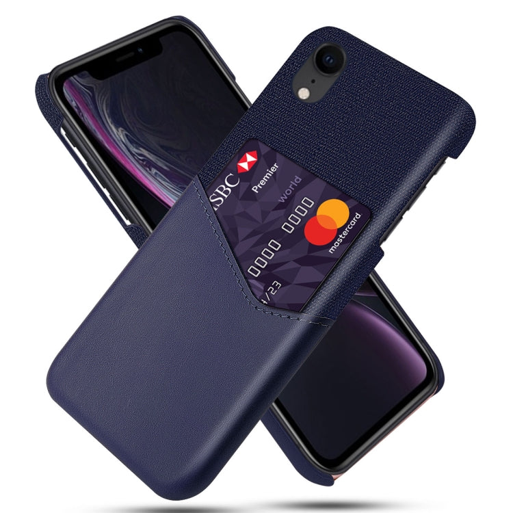 For iPhone XR Cloth Texture PC + PU Leather Back Cover Shockproof Case with Card Slot
