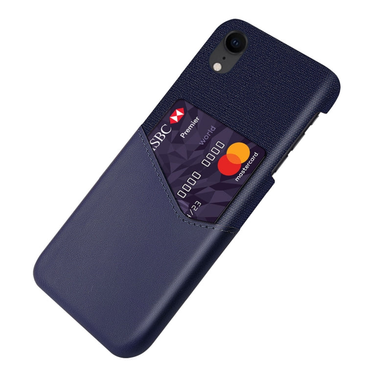 For iPhone XR Cloth Texture PC + PU Leather Back Cover Shockproof Case with Card Slot