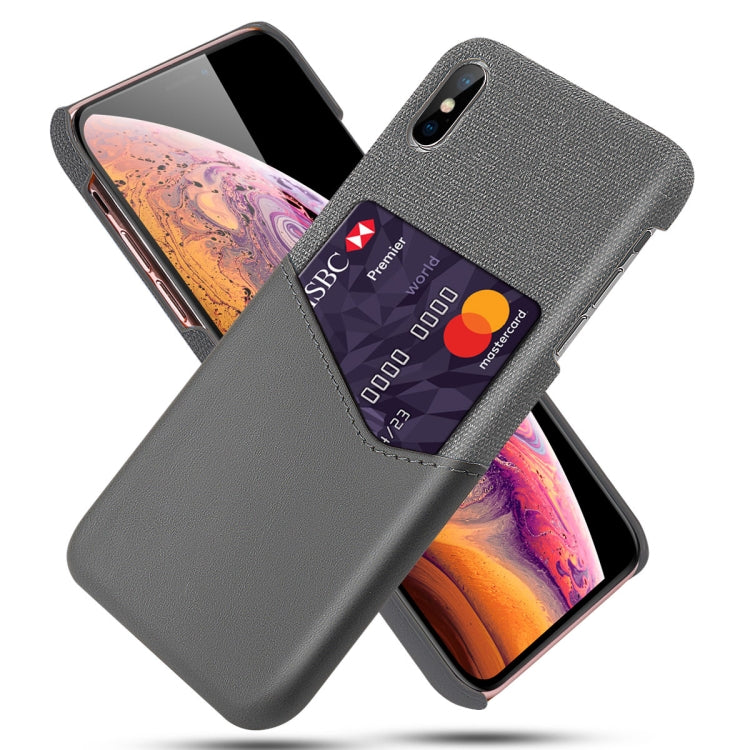 For iPhone XS Max Cloth Texture PC + PU Leather Back Cover Shockproof Case with Card Slot