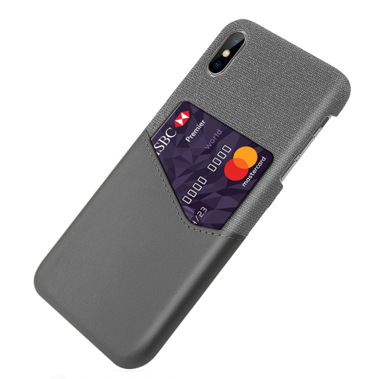 For iPhone XS Max Cloth Texture PC + PU Leather Back Cover Shockproof Case with Card Slot