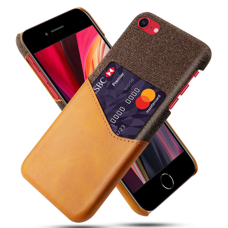 For iPhone SE 2022 / SE 2020 / 8 / 7 Cloth Texture PC + PU Leather Back Cover Shockproof Case with Card Slot