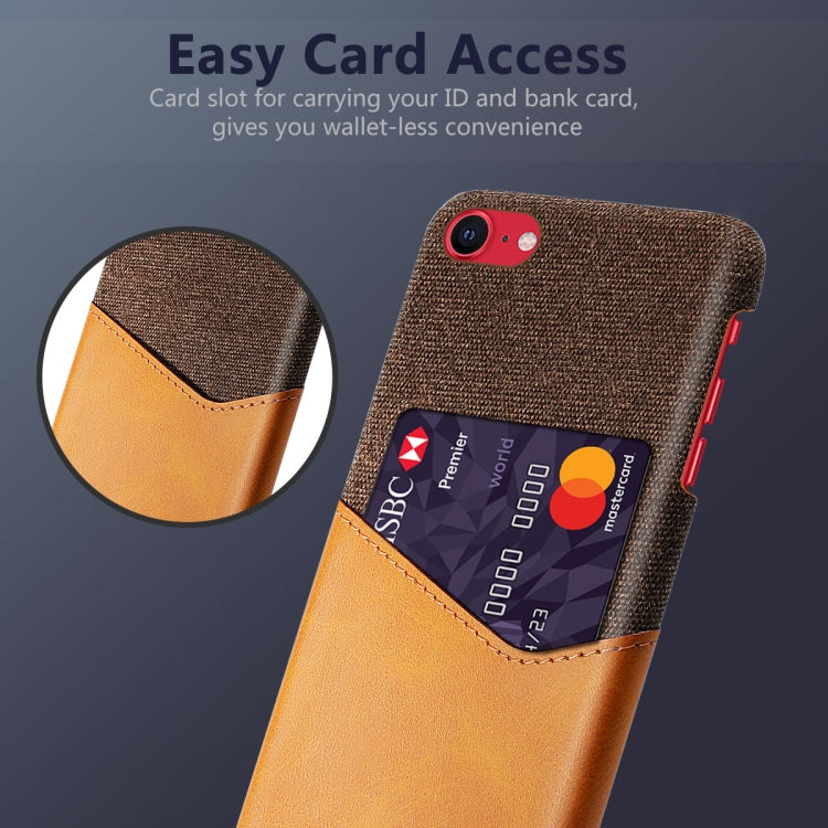 For iPhone SE 2022 / SE 2020 / 8 / 7 Cloth Texture PC + PU Leather Back Cover Shockproof Case with Card Slot