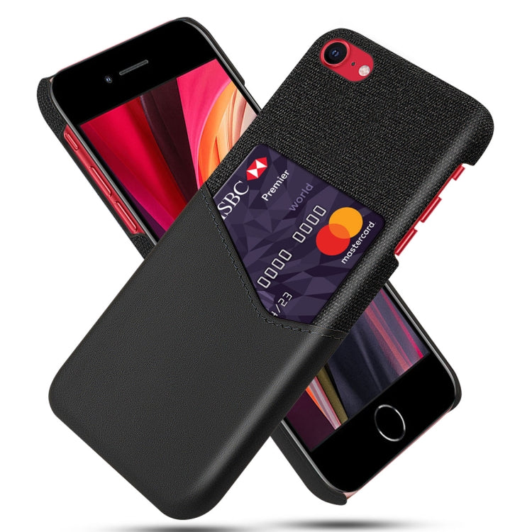 For iPhone SE 2022 / SE 2020 / 8 / 7 Cloth Texture PC + PU Leather Back Cover Shockproof Case with Card Slot