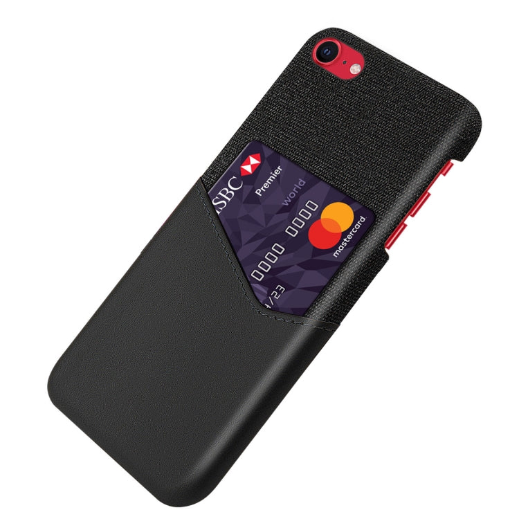 For iPhone SE 2022 / SE 2020 / 8 / 7 Cloth Texture PC + PU Leather Back Cover Shockproof Case with Card Slot