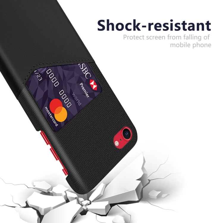 For iPhone SE 2022 / SE 2020 / 8 / 7 Cloth Texture PC + PU Leather Back Cover Shockproof Case with Card Slot
