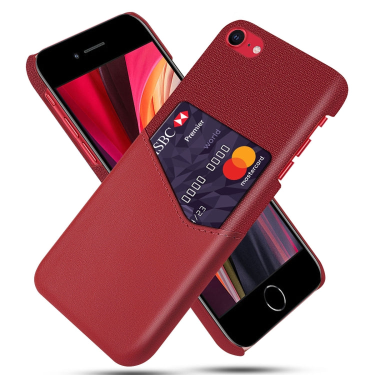 For iPhone SE 2022 / SE 2020 / 8 / 7 Cloth Texture PC + PU Leather Back Cover Shockproof Case with Card Slot