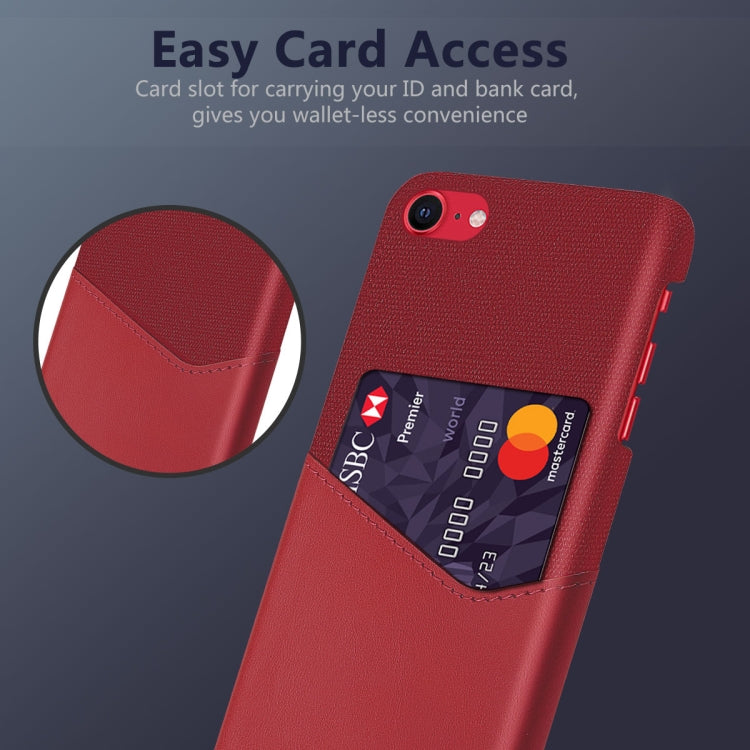 For iPhone SE 2022 / SE 2020 / 8 / 7 Cloth Texture PC + PU Leather Back Cover Shockproof Case with Card Slot