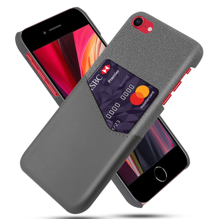 For iPhone SE 2022 / SE 2020 / 8 / 7 Cloth Texture PC + PU Leather Back Cover Shockproof Case with Card Slot