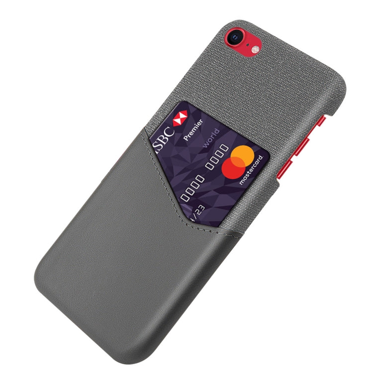 For iPhone SE 2022 / SE 2020 / 8 / 7 Cloth Texture PC + PU Leather Back Cover Shockproof Case with Card Slot
