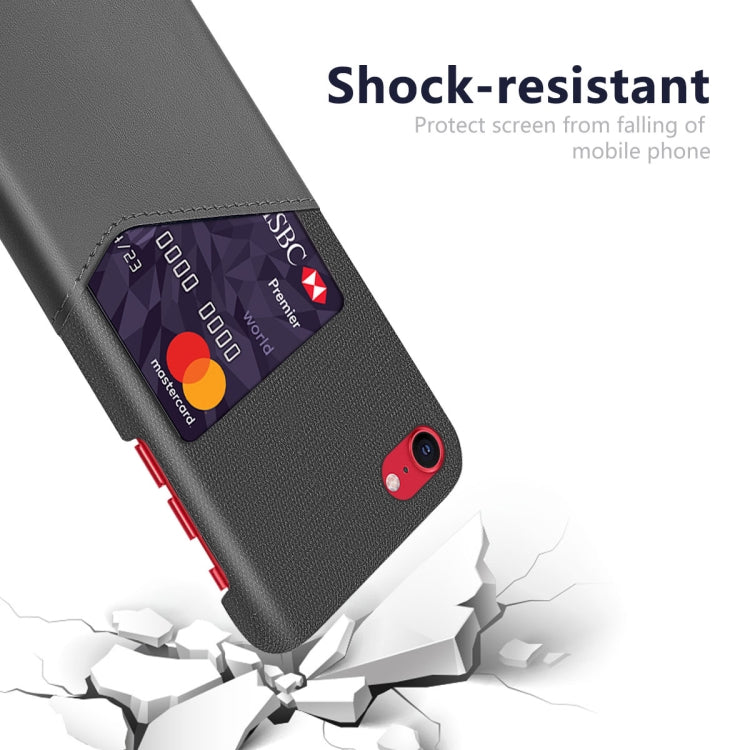 For iPhone SE 2022 / SE 2020 / 8 / 7 Cloth Texture PC + PU Leather Back Cover Shockproof Case with Card Slot