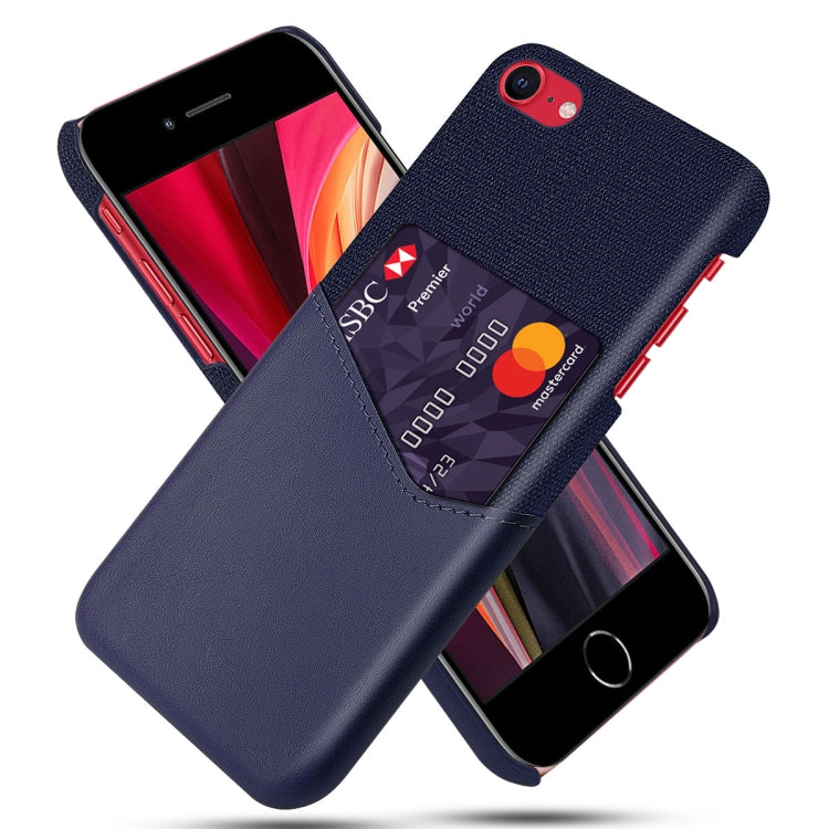For iPhone SE 2022 / SE 2020 / 8 / 7 Cloth Texture PC + PU Leather Back Cover Shockproof Case with Card Slot