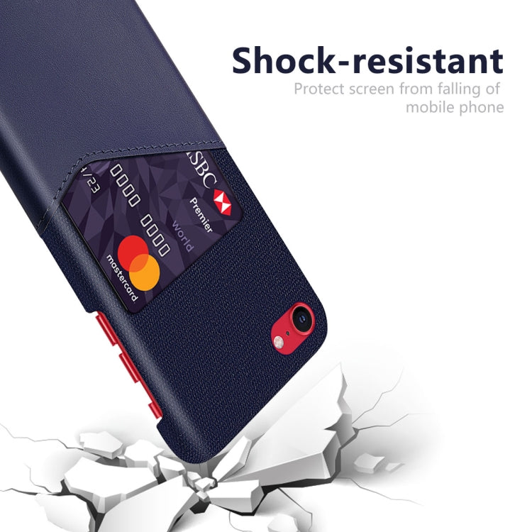For iPhone SE 2022 / SE 2020 / 8 / 7 Cloth Texture PC + PU Leather Back Cover Shockproof Case with Card Slot