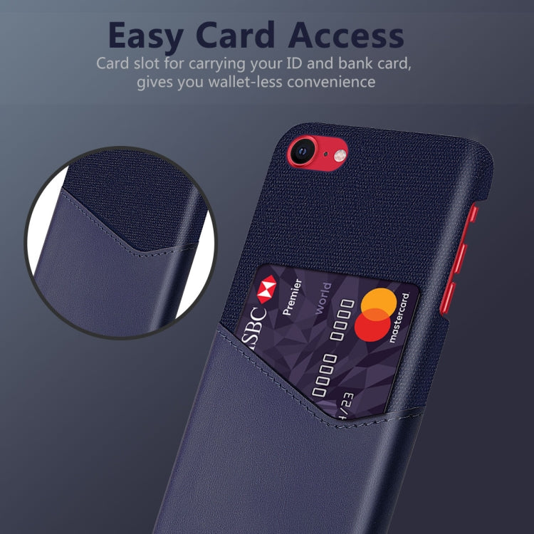 For iPhone SE 2022 / SE 2020 / 8 / 7 Cloth Texture PC + PU Leather Back Cover Shockproof Case with Card Slot