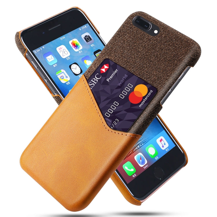 Cloth Texture PC + PU Leather Back Cover Shockproof Case with Card Slot For iPhone 7 Plus / 8  Plus