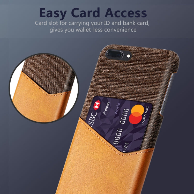 Cloth Texture PC + PU Leather Back Cover Shockproof Case with Card Slot For iPhone 7 Plus / 8  Plus
